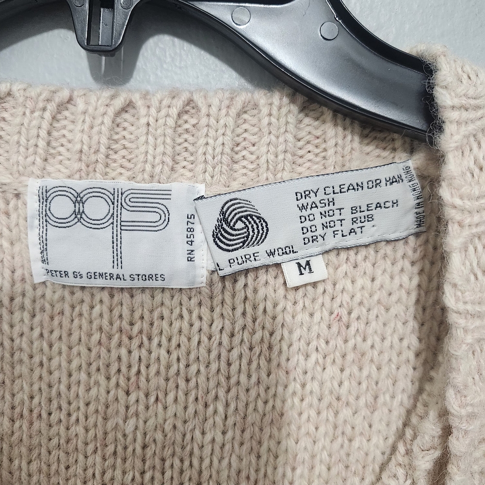 Vintage Pqs Women's Cream Knit Sweater Vest Pure Wool Size M - Picture 3 of 5